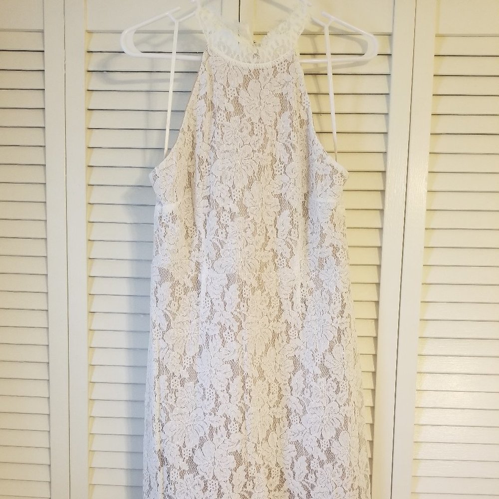 White Lace Halter Dress